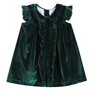 Lil Cactus | Dresses | New Lil Cactus Green Velour Flutter Sleeve Dress 36  Month Green Baby Dress | Poshmark